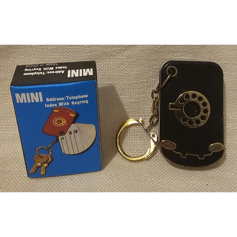 Vintage Mini Black Keychain Address/Telephone Index With Keyring Lot Of 5